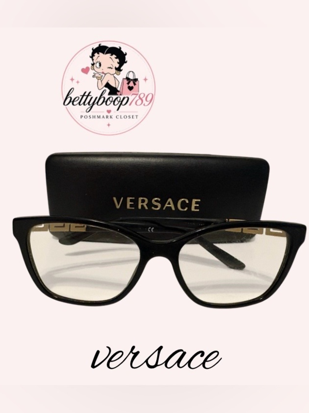Pre-loved Versace Black and Gold Women’s Frames